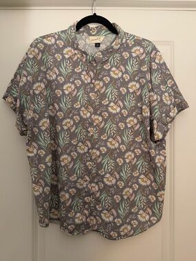 Short Sleeve Floral Button Down, XXL